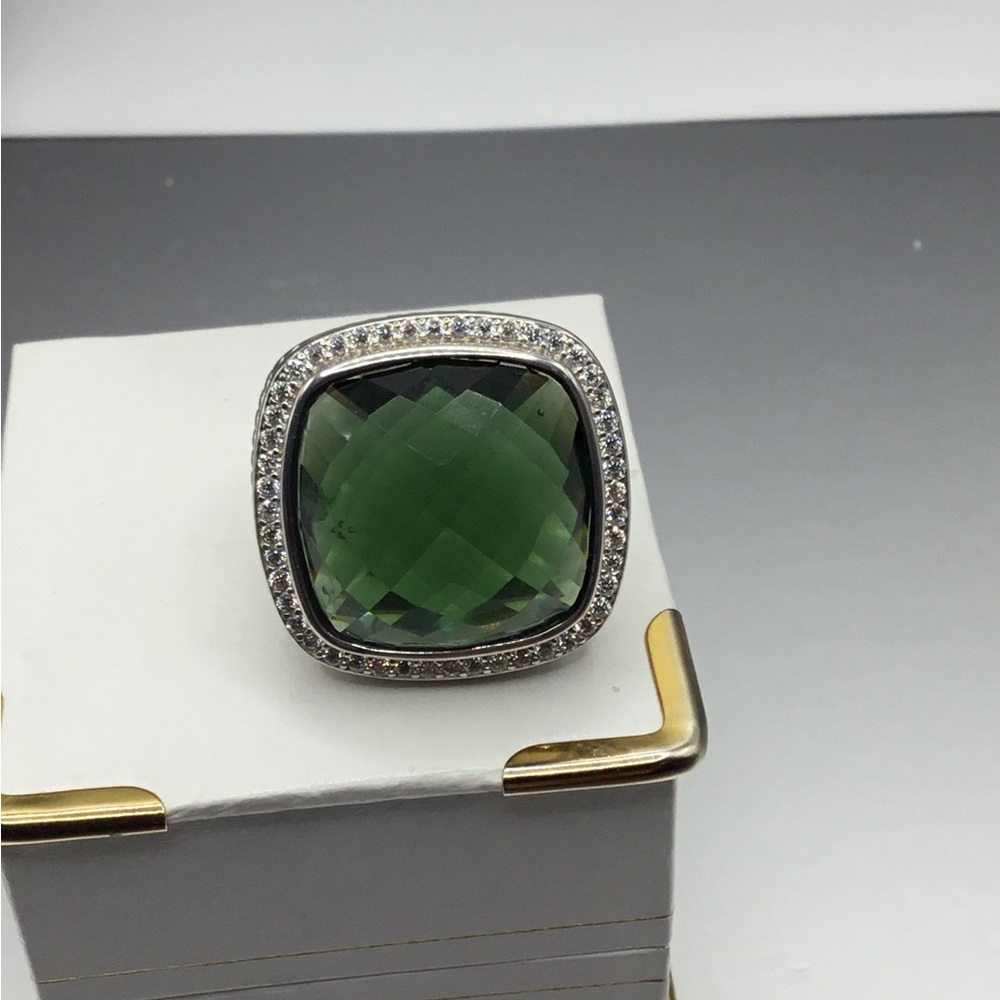 David Yurman ALBION “Dark Prasolite” & Diamond Ring! 20mm! X-Large Stone!
